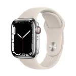 Apple Watch Series 7 GPS + Cellular 45mm Silver Stainless Steel Case w. Starlight Sport Band (MKJD3/MKJV3)  1
