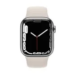 Apple Watch Series 7 GPS + Cellular 45mm Silver Stainless Steel Case w. Starlight Sport Band (MKJD3/MKJV3)  2