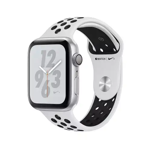Apple Watch Nike+ Series 4 (GPS + Cellular) 44mm Silver Aluminum Case with Pure Platinum Black Nike Sport Band (MTXC2) 1